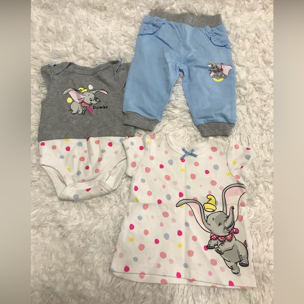 Disney’s Dumbo 3 piece girls outfit size 9 months